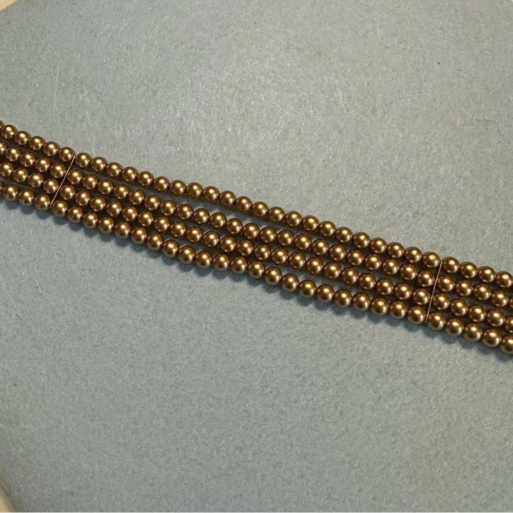 Vintage Matte Gold Bead Four Strand Choker- Stunning and Excellent Condition